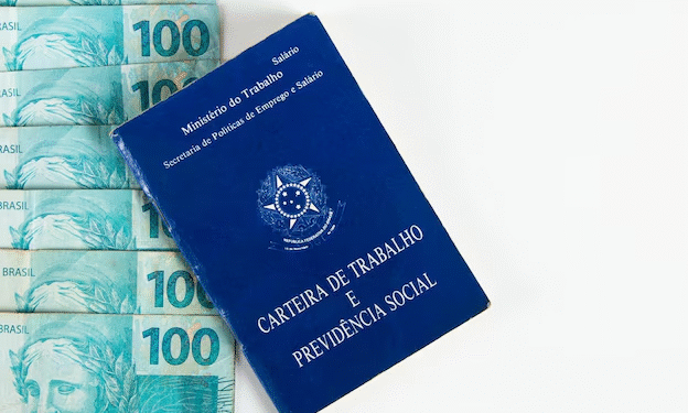 Imagem de uma Carteira de Trabalho e Previdência Social (CTPS) brasileira, documento essencial para solicitação do seguro-desemprego em 2025.