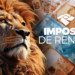 Imagem de um leão ao lado de notas de real, representando o Imposto de Renda no Brasil.
