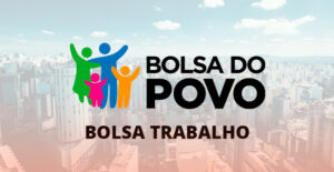 Logo do Programa Bolsa Trabalho 2025, com figuras coloridas representando a diversidade de trabalhadores