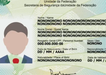Exemplo da nova Carteira de Identidade Nacional (CIN), documento atualizado no Brasil.