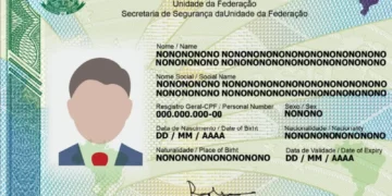 Exemplo da nova Carteira de Identidade Nacional (CIN), documento atualizado no Brasil.