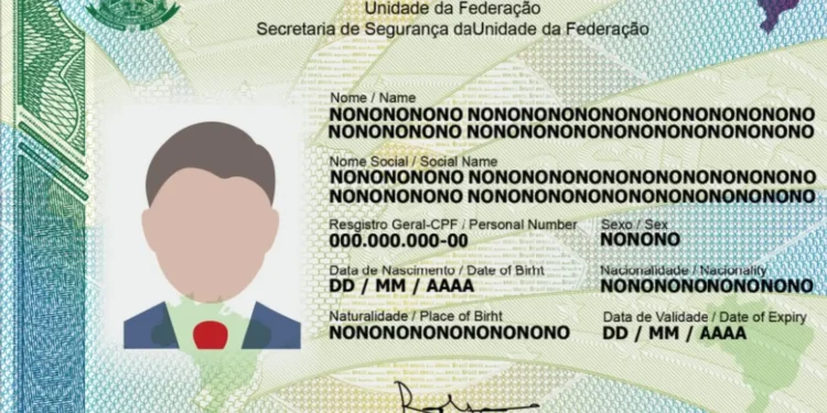 Exemplo da nova Carteira de Identidade Nacional (CIN), documento atualizado no Brasil.