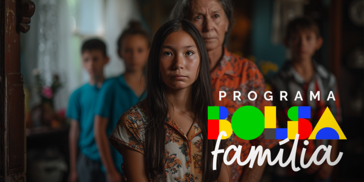 Imagem do programa Bolsa Família com várias pessoas em foco, representando famílias atendidas pelo programa em diversas regiões do Brasil.