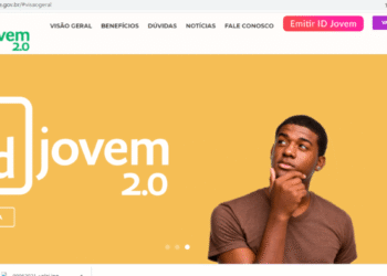 Imagem com fundo amarelo, o logotipo "id jovem 2.0" e um jovem pensativo do lado direito.