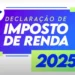 Imagem com o título 'Declaração de Imposto de Renda 2025', destacando o processo de declaração com o uso da tecnologia.