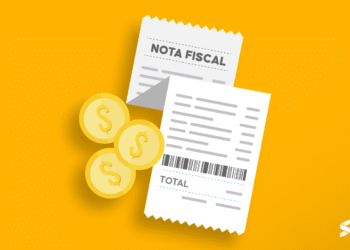 Imagem ilustrativa de nota fiscal com moedas, representando o programa Nota Premiada.