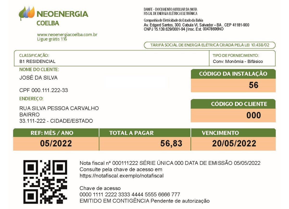 conta de luz neoenergia coelba