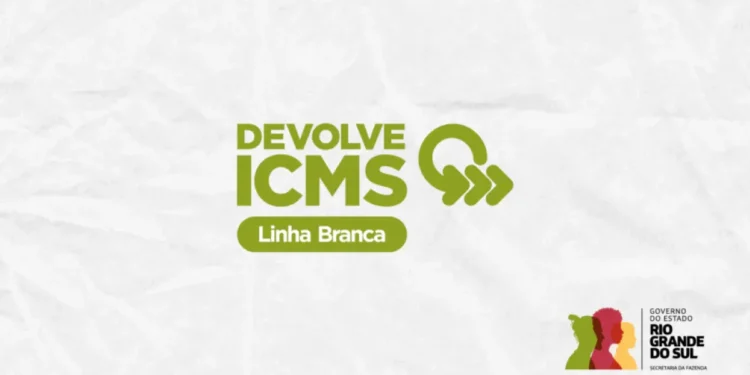 Logo do Devolve ICMS Linha Branca, com informações sobre o programa de devolução de ICMS no Rio Grande do Sul.
