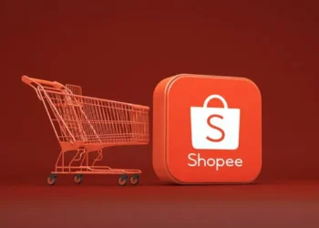 carrinho de compras ao lado do ícone da shopee representando segurança nas compras online