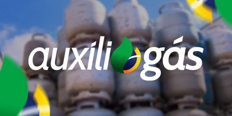 Imagem que mostra os botijões de gás com o logo do Auxílio Gás, ilustrando o apoio a famílias de baixa renda