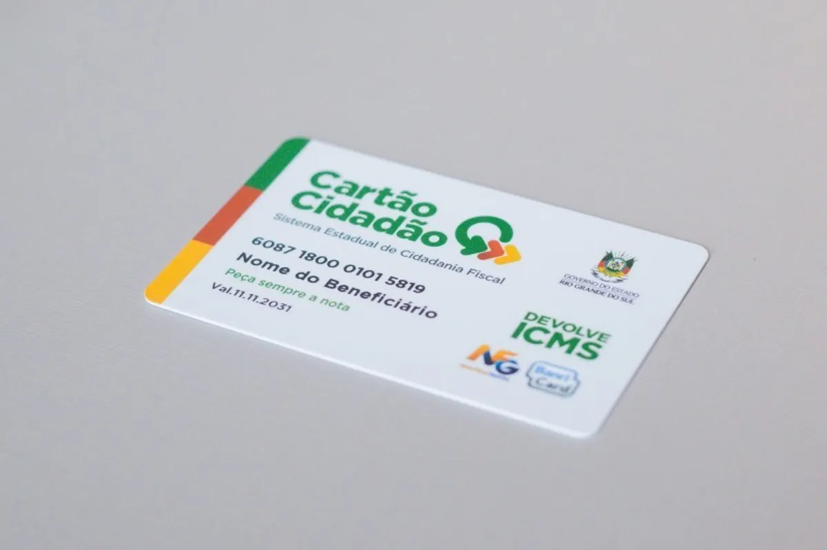 Imagem do Cartão Cidadão do Devolve ICMS, utilizado pelos beneficiários para acessar o valor do benefício.