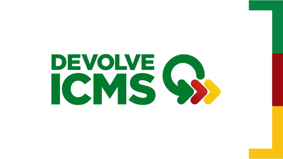 Logotipo oficial do programa Devolve ICMS 2025, com ícones representando devolução e continuidade.