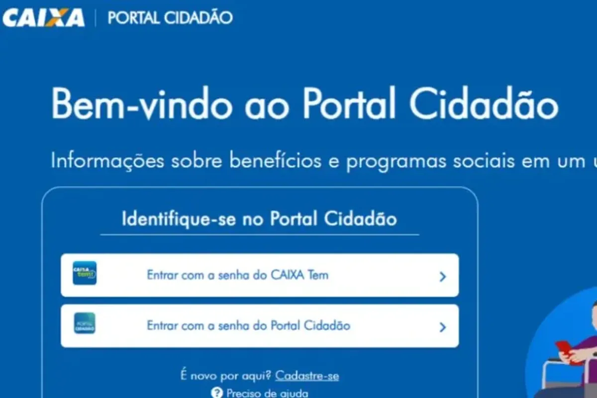 Tela inicial do Portal Cidadão Caixa para acesso ao status do Bolsa Família