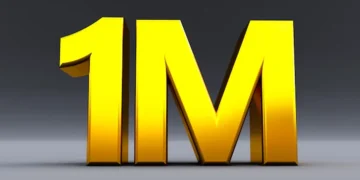 Texto dourado 3D mostrando prêmio de 1 milhão em destaque
