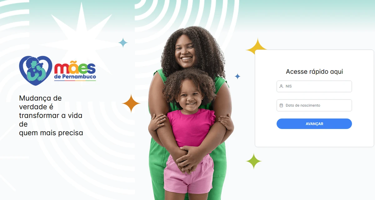 Mãe e filha sorrindo, destacando o programa Mães de Pernambuco para auxílio financeiro.