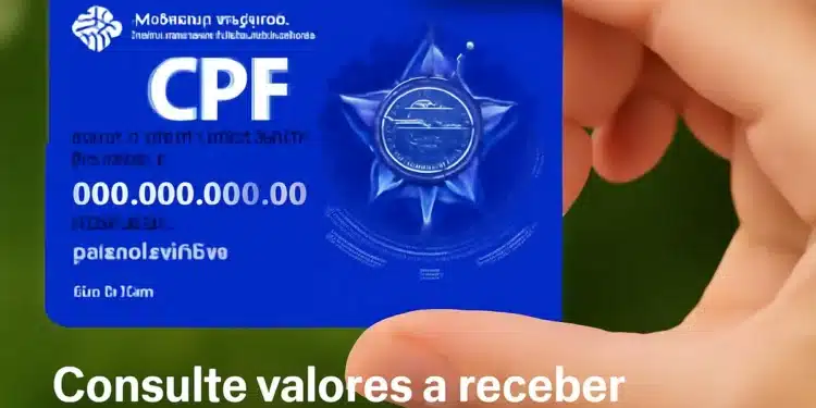 Cartão CPF sendo segurado na mão, mostrando como consultar valores a receber