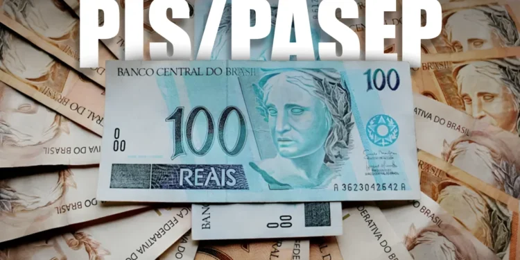 Imagem ilustrativa com cédulas de 100 reais, destacando o PIS/PASEP e o pagamento de até R$ 1.518.