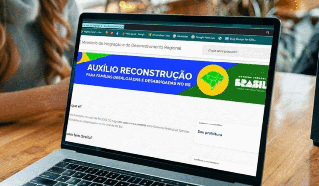 Página do Ministério da Integração e Desenvolvimento Regional sobre o Auxílio Reconstrução para famílias no RS