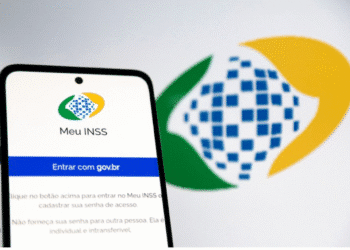 Meu INSS logo com celular e fundo do INSS