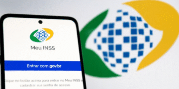 Meu INSS logo com celular e fundo do INSS