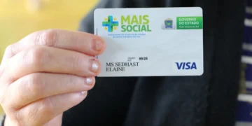 Cartão do Programa Mais Social, fornecido pelo Governo do Estado de Mato Grosso do Sul, com logo da Visa e validade até 09/25.