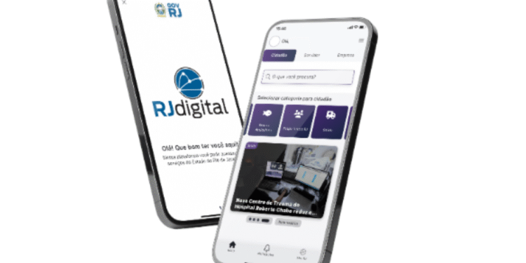 Tela do aplicativo RJ Digital mostrando a interface para emissão de RG pelo celular.
