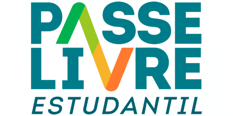 A imagem do logo colorido do Passe Livre Estudantil em um fundo branco, com bordas coloridas.