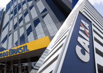 Bancos Banco do Brasil e Caixa Econômica Federal com anúncio sobre transferência de PIX em agosto.