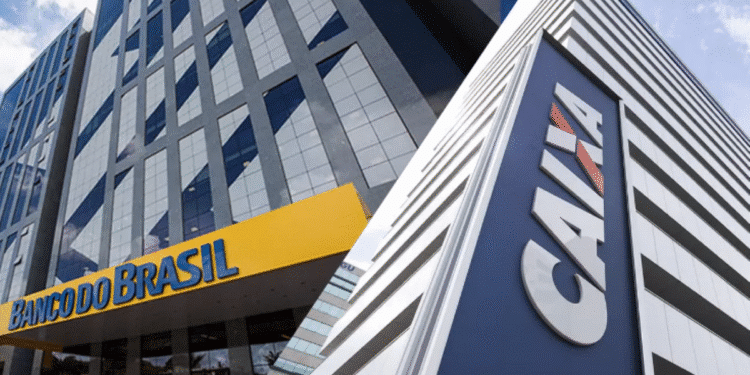 Bancos Banco do Brasil e Caixa Econômica Federal com anúncio sobre transferência de PIX em agosto.