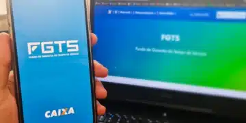 Tela do aplicativo da Caixa Econômica mostrando o acesso ao saldo do FGTS, com destaque para a nova regra de rendimento mínimo.