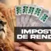 Imagem de cédulas de reais e leão, com destaque para o Imposto de Renda no contexto da restituição e consulta ao 4º lote.