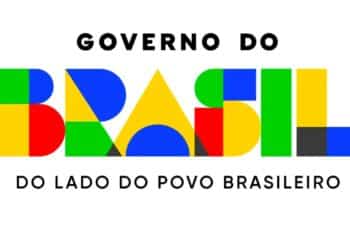 Logotipo colorido do Governo do Brasil com a mensagem de apoio ao povo brasileiro
