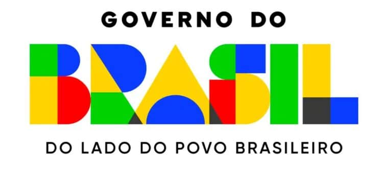 Logotipo colorido do Governo do Brasil com a mensagem de apoio ao povo brasileiro