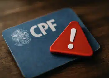 Cartão de CPF com símbolo de alerta em cima