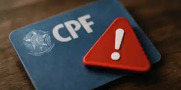 Cartão de CPF com símbolo de alerta em cima