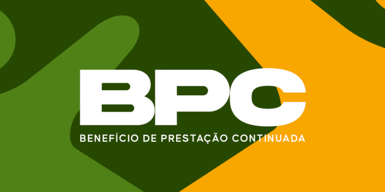 Logotipo do BPC com fundo em cores da bandeira do Brasil