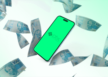 Pix de R$ 1.518 caindo para CPFs finalizados, com notas de R$ 100 em volta e logo do Pix visível