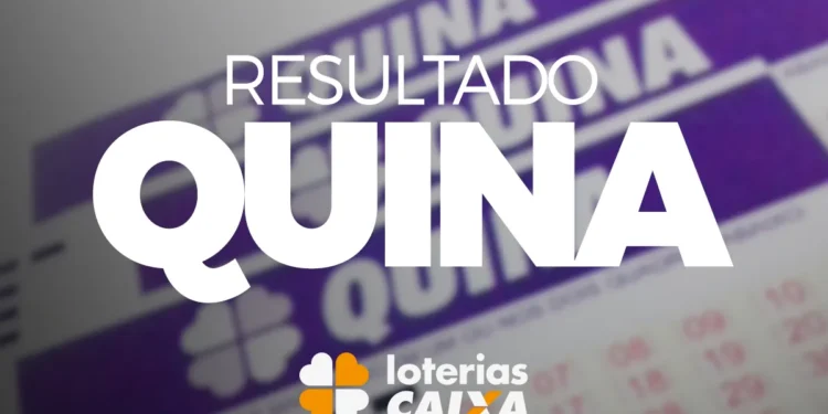 Bilhete da Quina sendo conferido com destaque para o resultado das Loterias Caixa