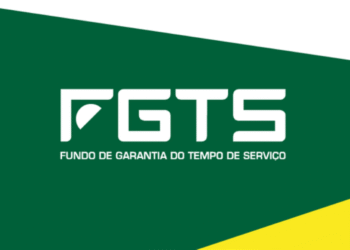 Logotipo do FGTS em fundo verde e amarelo