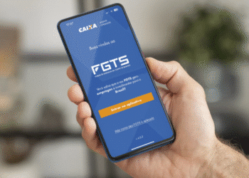 Tela do aplicativo FGTS no celular mostrando informações sobre empregos e investimentos.