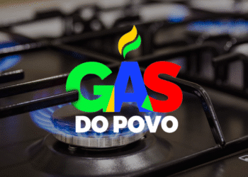 Gás do Povo - fogão com chamas e texto colorido