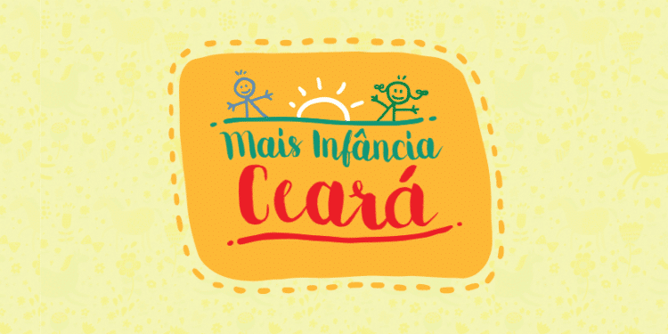 Logo do programa Mais Infância Ceará, com desenhos de crianças e a frase "Mais Infância Ceará" em destaque, representando a iniciativa de proteção social do estado.