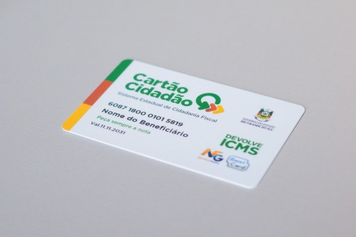 Cartão Cidadão do Devolve ICMS, usado para saque do benefício.