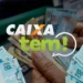 Cédulas de 100 reais e logo da Caixa Tem representam novo repasse de benefício para famílias brasileiras.