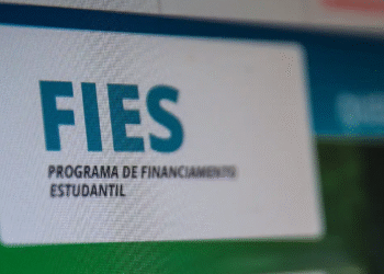 Tela de computador exibindo o logotipo do FIES, representando o início da renegociação de dívidas.