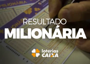 Bilhete da loteria +Milionária com resultado valendo milhões.