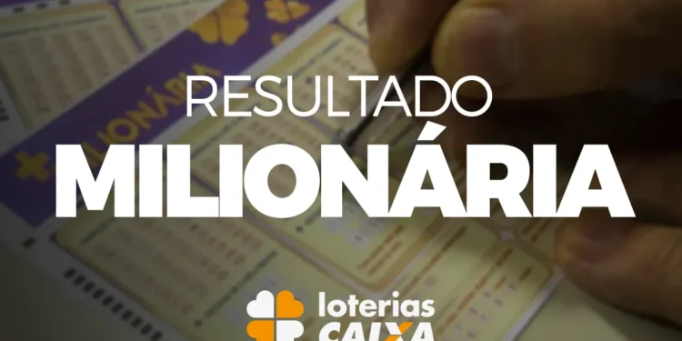Bilhete da loteria +Milionária com resultado valendo milhões.