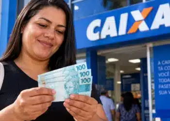 Abono salarial: mais de 1 milhão de trabalhadores recebem lote complementar a partir de hoje (15) 6 Mulher confere cédulas de R$ 100 em frente a uma agência da Caixa, representando o pagamento do lote complementar do Abono Salarial.