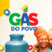 Logo colorido do Gás do Povo com chama, cilindro de gás azul e duas mulheres sorrindo com lenços na cabeça, ao lado de ícones de casa, coração e polegar para cima.