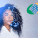 Mulher sendo identificada por reconhecimento facial digital ao lado do logo do INSS.
